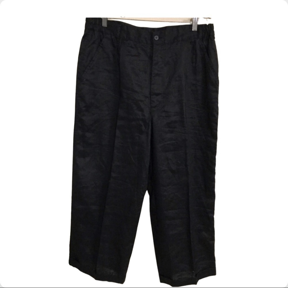 Torch size XL /38 100% linen cropped Wide leg black pants minimalist modern